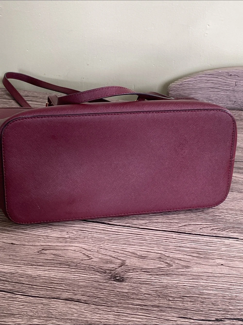 Michael Kors Burgandy Plum Zip Top Tote with Gold Hardware